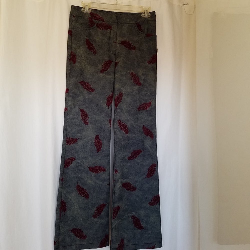 SINGLE Denim Washed Velvet Feather Pants